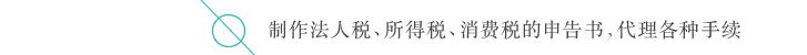 制作法人税、所得税、消费税的申告书，代理各种手续